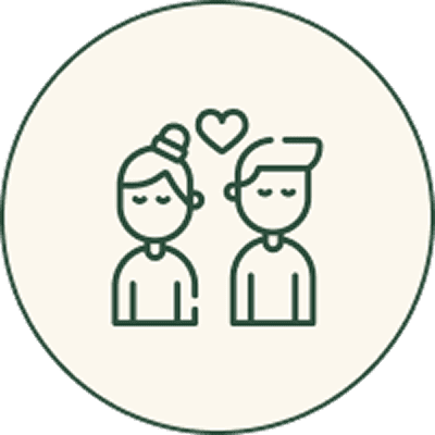 Icon of a couple with a heart above.