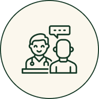 Two people communicating, one speaking and the other listening.